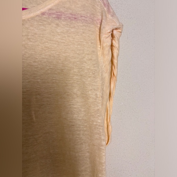 NWT Frame Washed Nude Peach Pink 100% Organic Linen Rolled Muscle T-Shirt S - Picture 7 of 9